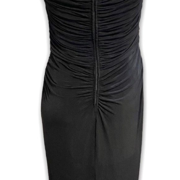 Tadashi Draped Rushed Hourglass Slinky Deep V Gown Formal Midi Dress XL - Picture 6 of 12